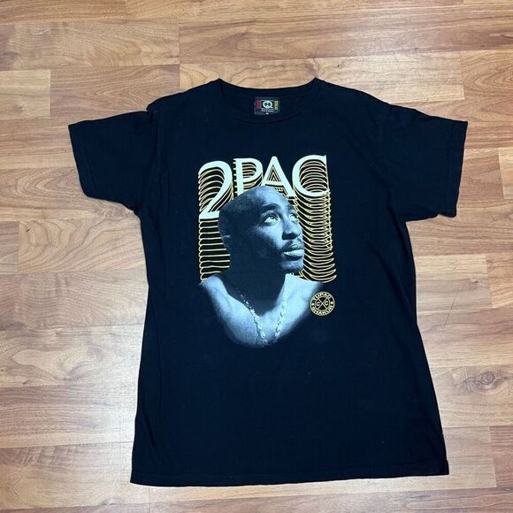Cross Colours Men's 2Pac Tupac Shakur Portrait Short Sleeve T-Shirt Black Mediu - Picture 3 of 10